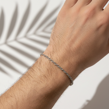 دستبند زنجیر طنابی نقره ای