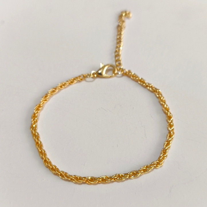 دستبند زنجیر طنابی طلایی