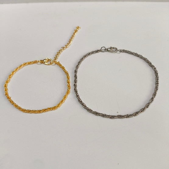 دستبند زنجیر طنابی طلایی