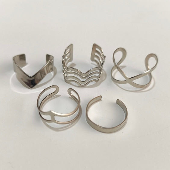 پک انگشتر نقره ای پنج تایی