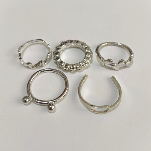 پک انگشتر پنج تایی نقره ای