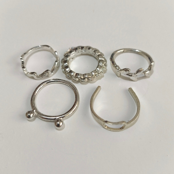 پک انگشتر پنج تایی نقره ای