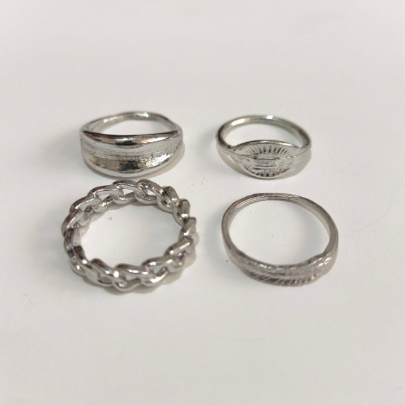 پک انگشتر چهارتایی نقره ای