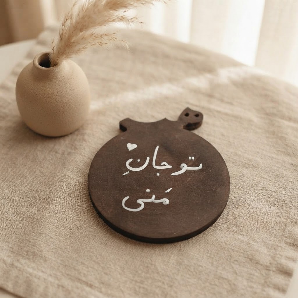 زیر لیوانی چوبی عاشقانه